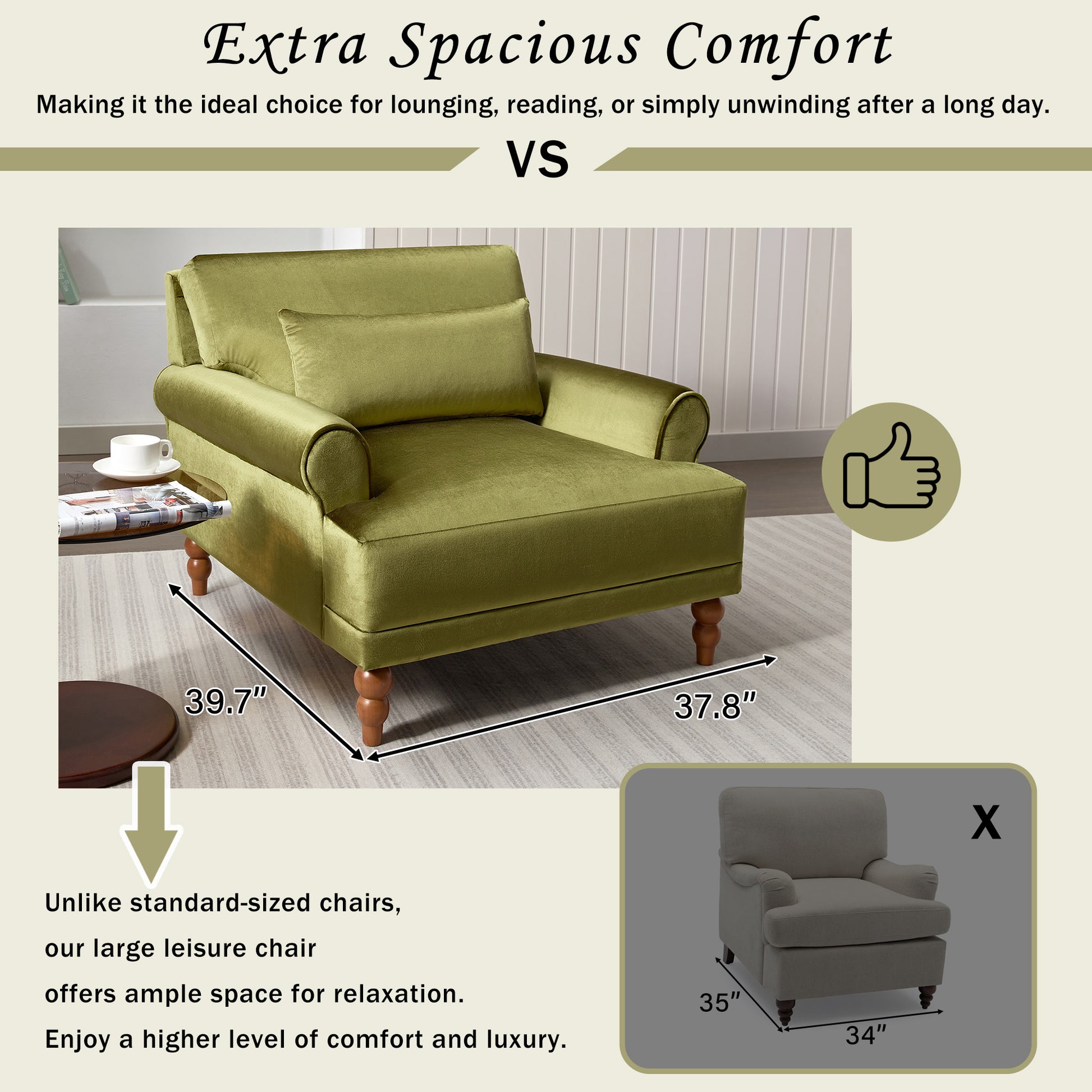 Mirod Elegant Circular Armrests, Ergonomic Lumbar Support, Vintage Roman Column Legs, Luxurious Large Size, Enhances Living Room Aesthetics, For Living Room,Bedroom And Study Green Velvet