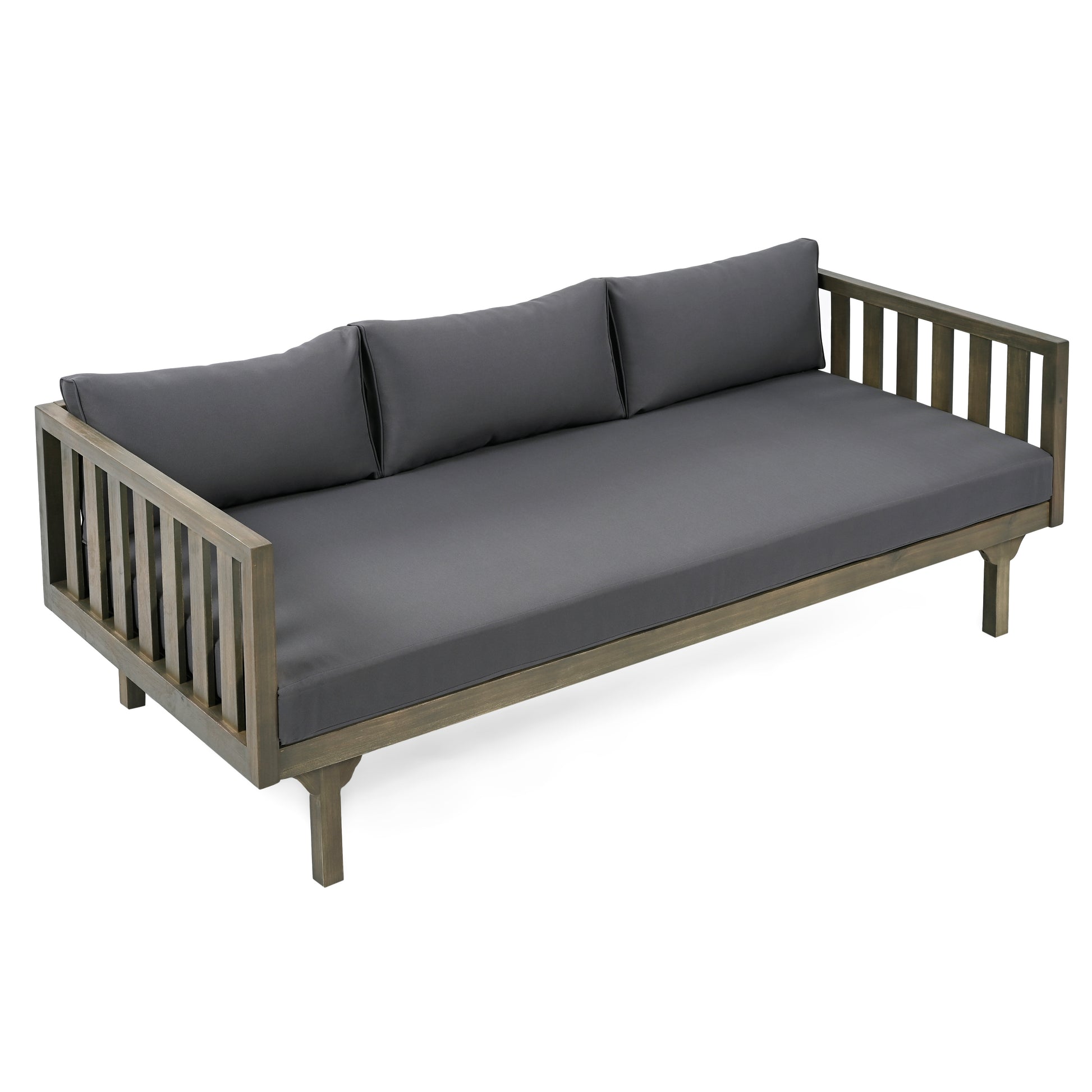 Claremont 3 Seater Daybed Grey Wood Grey Cushion Grey Wood Waterproof Fabric