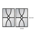 Tio 24 Inch Fir Wood Wall Mirror Set Of 2, Geometric Overlaid Design, Black Black Wood