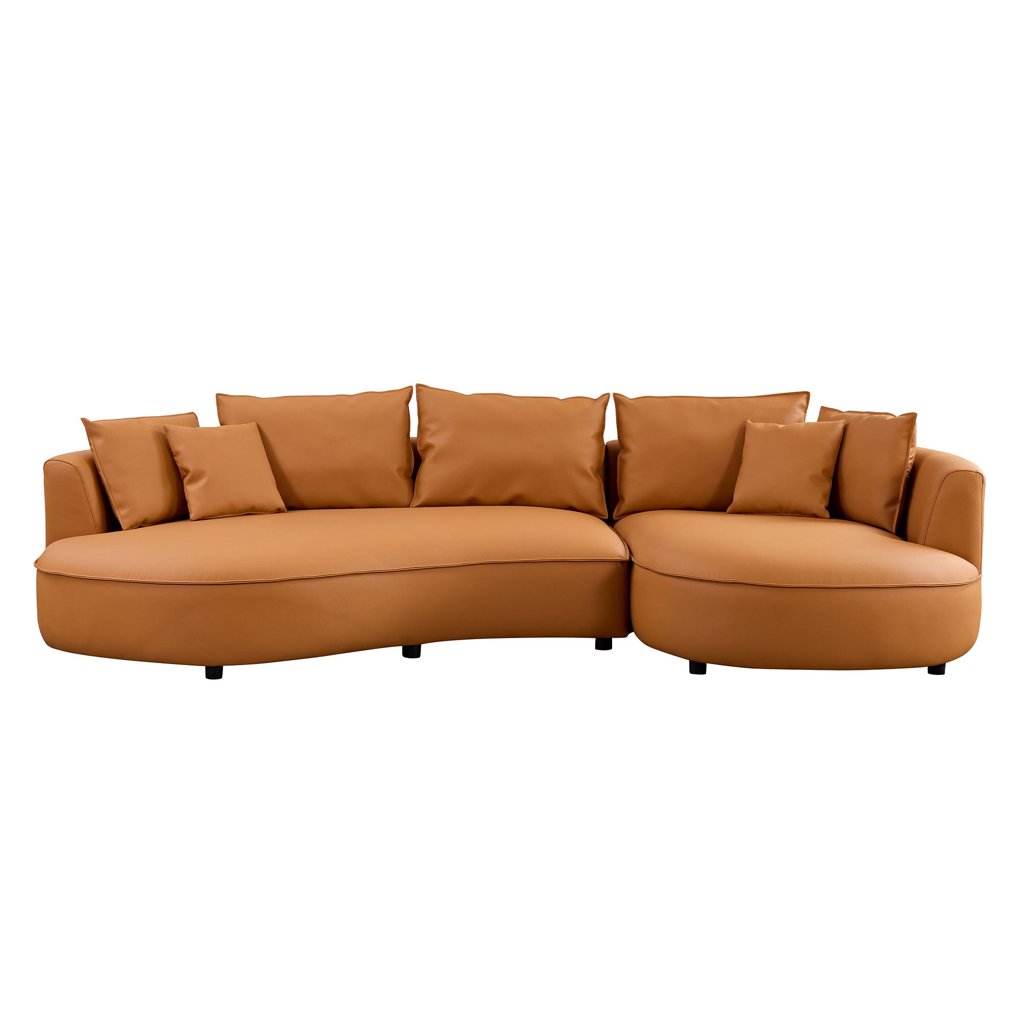 Modern Sectional Curved Sofa Couch For Living Room,Upholstered 5 Seat Sofa Couch Eco Leather Couch Set For Apartment Office,Orange Orange Bonded Leather 5 Seat