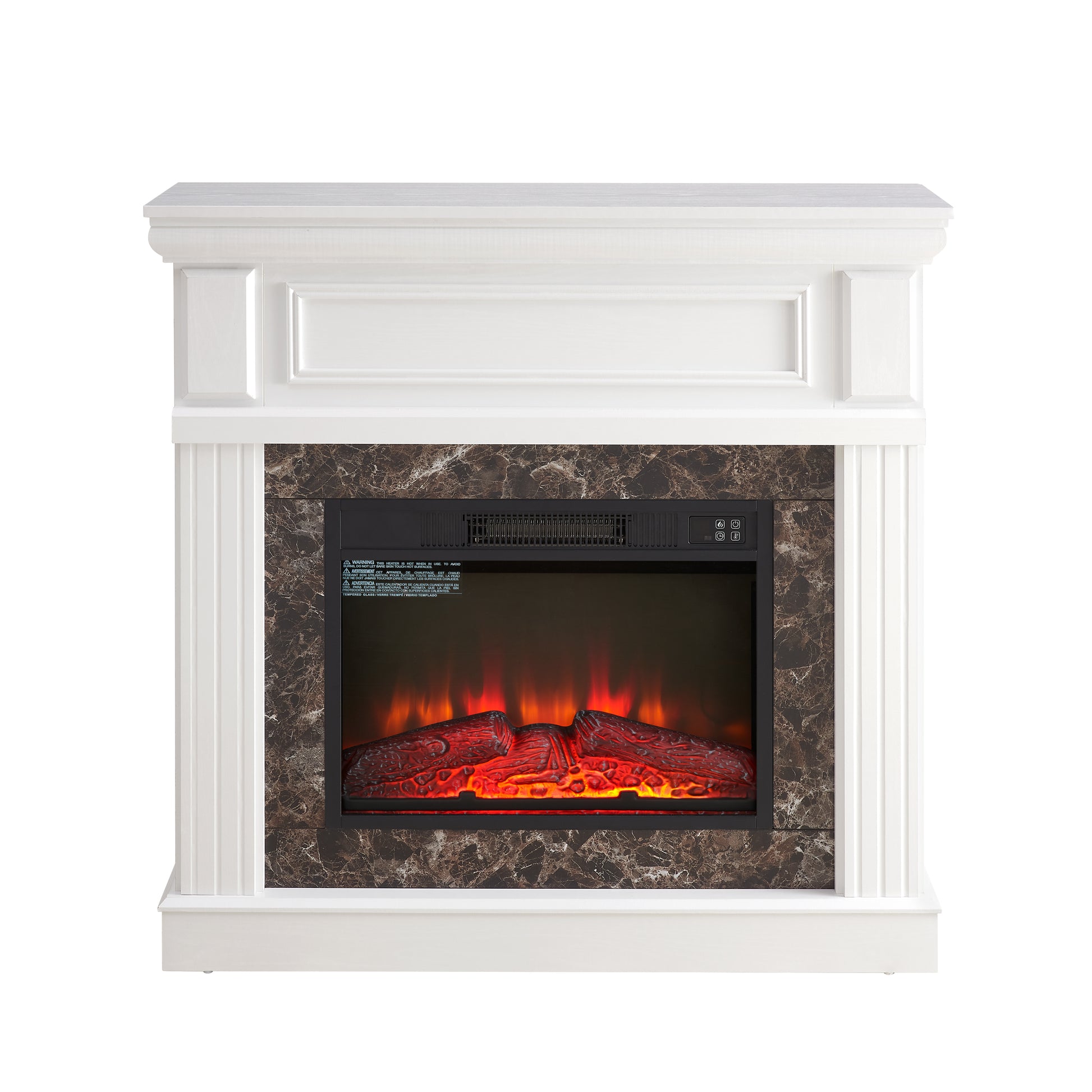 Electric Fireplace With Mantel,Fireplace Mantel Surround With 23" Fireplace Insert, Adjustable Flame, Remote Control White,41.34"W*14"D*40"H White Mdf