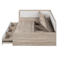 Full Size Daybed With Three Drawers And Three Storage Compartments, Nature Beige Full Beige Natural Mdf