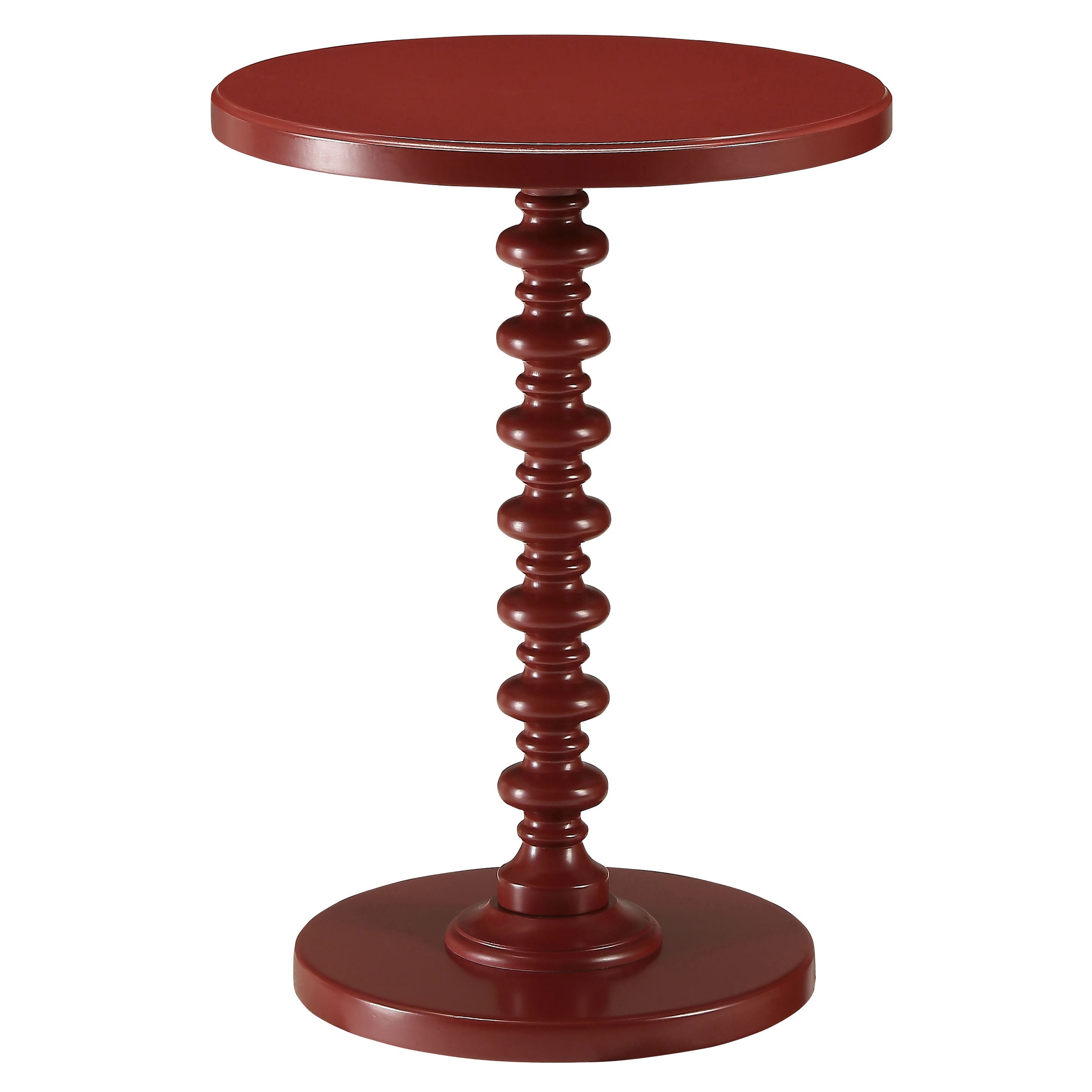 Red Round Wooden Side Table Red Primary Living Space Round Wood Pedest