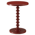 Red Round Wooden Side Table Red Primary Living Space Round Wood Pedestal