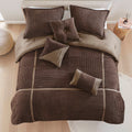 7 Piece Micro Corduroy Comforter Set Brown King Brown Polyester