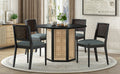 5 Piece Rattan Round Dining Table Set, Wood Table With Hexagonal Base And Upholstered Chairs For Dining Room, Kitchen,Indoor Use, Black Gray Wood Dining Room Solid Wood Rubberwood Round Dining Table With Chair Wood Wood Black Seats 4 Traditional Round