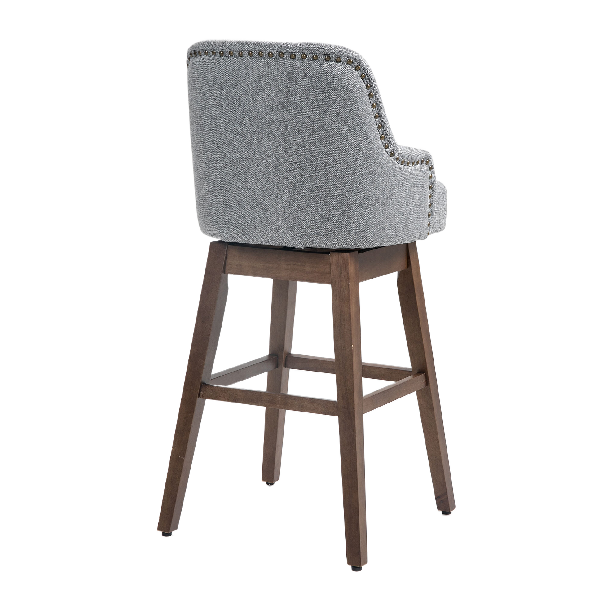Coolmore Bar Stools Set Of 2 Counter Height Chairs With Footrest For Kitchen, Dining Room And 360 Degree Solid Wood Legs Swivel Bar Stools Set Of 2 Gray Linen Gray Foam Linen