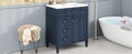 30'' Bathroom Vanity With Top Sink, Modern Bathroom Storage Cabinet With 2 Drawers And A Tip Out Drawer, Single Sink Bathroom Vanity 3 Blue 1 Soft Close Doors Bathroom Freestanding Mdf Painted