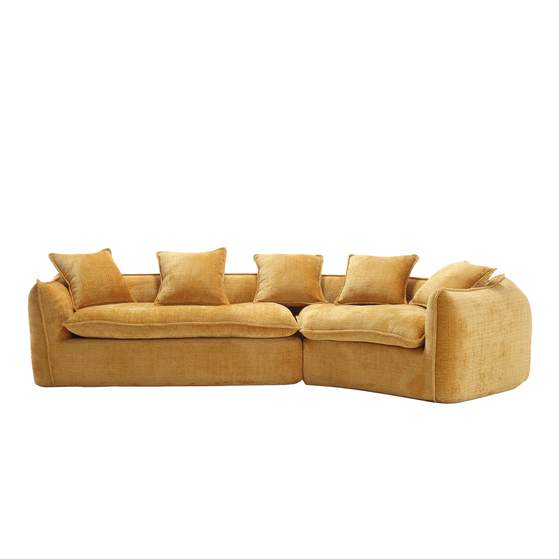 Modular Sectional Sofa, U Shaped Couch With Sofa For Five & Pillows, Modern Minimalist Chenille Fabric Large Comfy Cloud Sofas, Living Room Furniture Sets Mustard Yellow Chenille 5 Seat