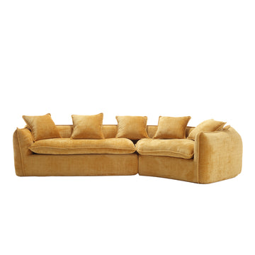 Modular Sectional Sofa, U Shaped Couch With Sofa For Five & Pillows, Modern Minimalist Chenille Fabric Large Comfy Cloud Sofas, Living Room Furniture Sets Mustard Yellow Chenille 5 Seat