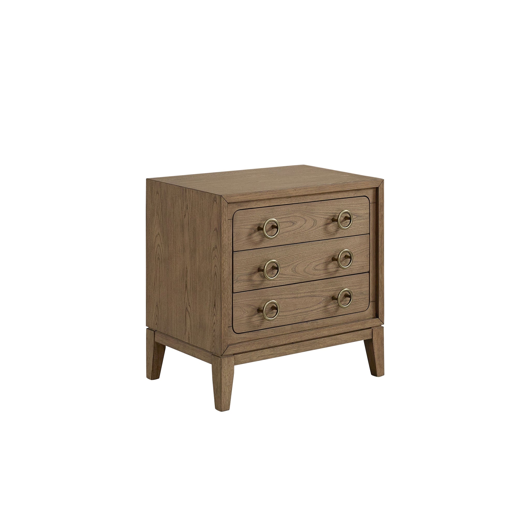 3 Drawer Nightstand With Usb In Latte Finish Light Brown Solid Wood Mdf