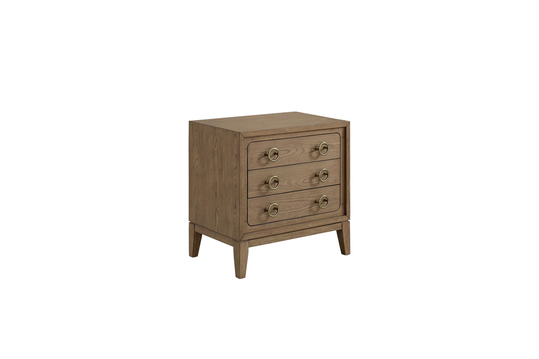 3 Drawer Nightstand With Usb In Latte Finish Light Brown Solid Wood Mdf