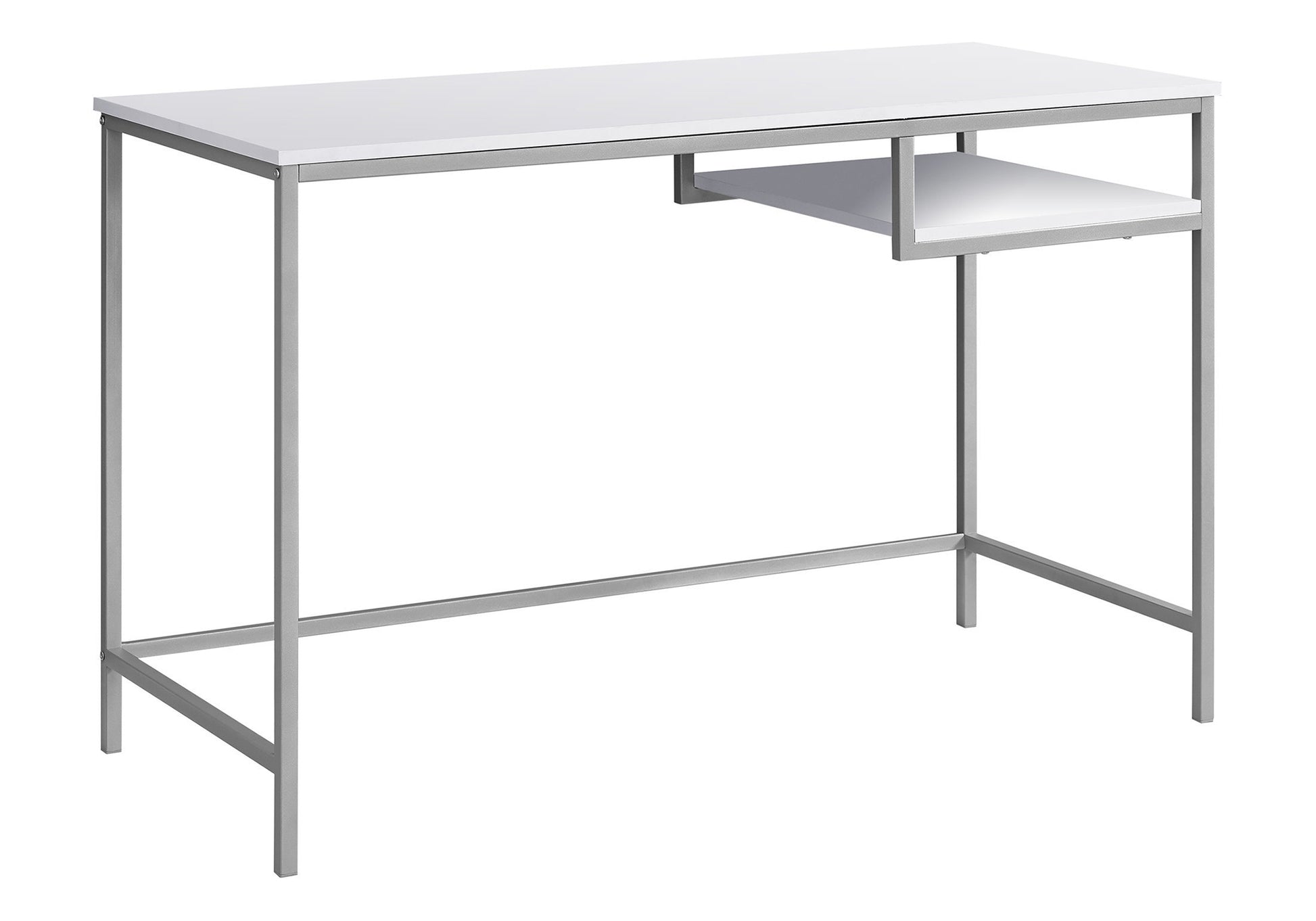 Computer Desk, Home Office, Laptop, 48"L, Work, White Laminate, Grey Metal, Contemporary, Modern White Mdf