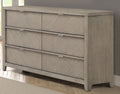 6 Drawer Dresser Light Gray Solid Wood Mdf