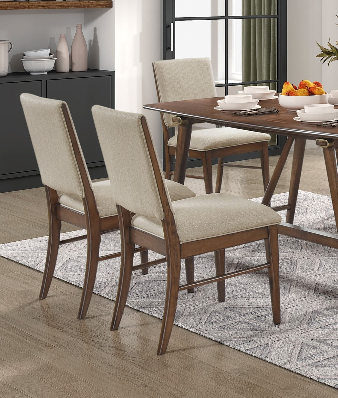 Modern Design 5pc Dining Set Table and 4x Side Chairs brown mix-seats 4-dining room-modern-dining table