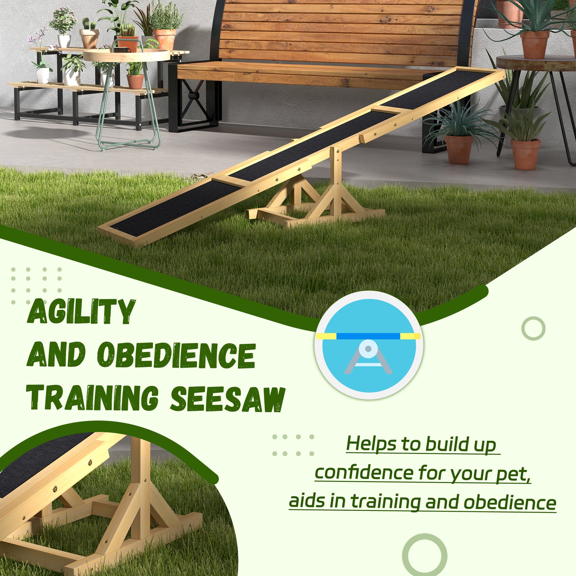 Pawhut Wooden Dog Agility Seesaw For Training And Exercise, Platform Equipment Run Game Toy, Weather Resistant Pet Supplies, 71" L X 12" W X 12" H, Yellow Yellow Wood