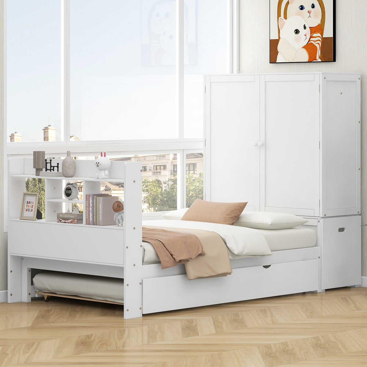 Harper & Bright Designs Twin Single Bed with Headboard Harper & Bright Designs Twin Single Bed with Headboard