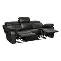 Leather Reclining Sofa With Center Drop Down Cup Holder, Black Black Leather