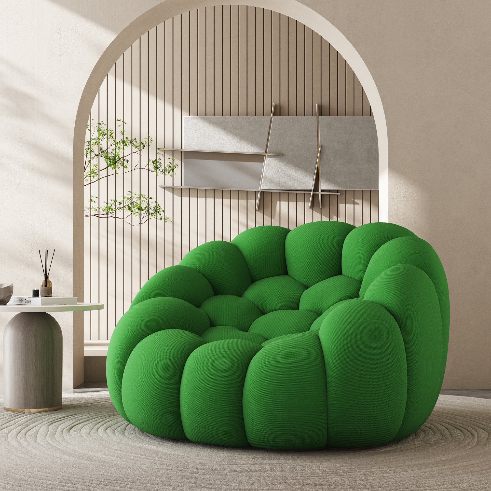 47'' Lazy Floor Sofa, Curved Bubble Chair, Oversized Single Bubble Sof