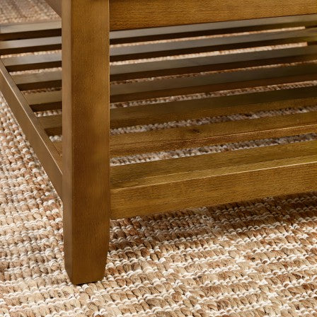 Upholstered Coffee Table Tufted Linen Large Square Ottoman With Beech Wood Shelf And Frame, Oversized Footrest Ottoman For Living Room, Dark Gray Light Brown Wood Primary Living Space Grey Medium Duty Beech Wood Dark Gray Linen Or Linen Blend Backless