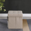 Ottoman Beige Beige Linen Or Linen Blend Primary Living Space American Traditional Eucalyptus Square Internal Storage Foam Linen