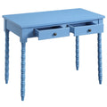 Blue 2 Drawer Writing Desk Blue Writting Desk Office Traditional Rubberwood Rectangular Drawers Desk Wood