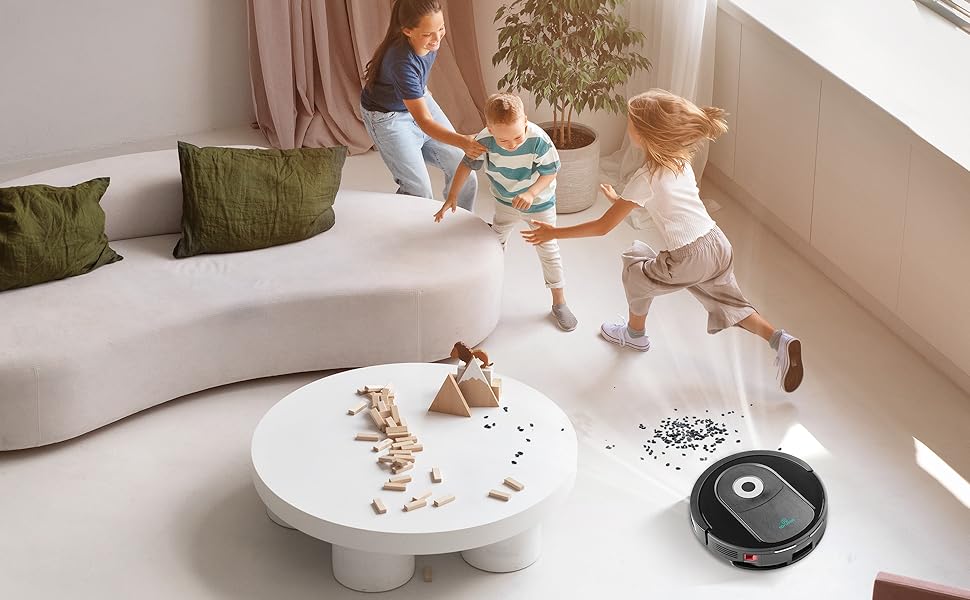 Robot Vacuum And Mop Combo, 4000Pa Automatic Vacuum Cleaner Robot With Watertank And Dustbin, Self Charging Smart Vacuum Robot Compatible With App, Perfect For Pet Hair, Hard Floor And Carpet Black