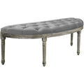 Homcom Vintage Semi Circle End Of Bed Bench, Upholstered Bedroom Entryway Bench With Tufted Velvet Touch Fabric With Rubberwood Legs, Gray Grey Polyester