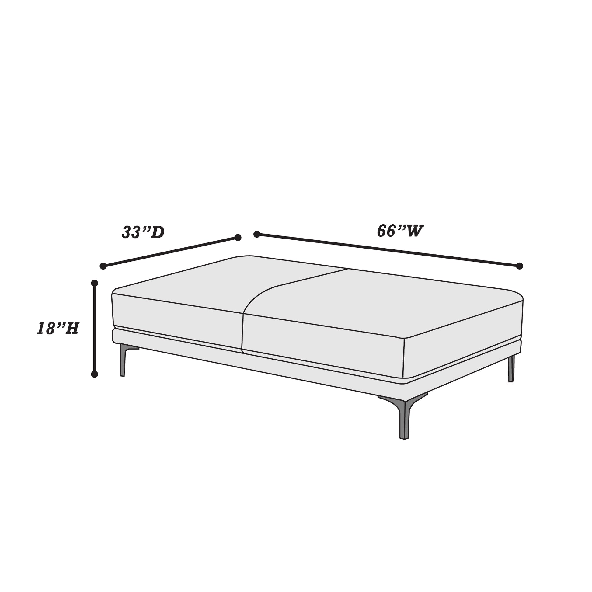 Modern Antique Gray Large Ottoman Metal Legs 1Pc Cocktail Ottoman Living Room Antique Gray Faux Leather Primary Living Space Grey Contemporary,Modern Rectangle Bonded Leather