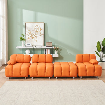 123 Orange Polyester Blend 3 Seat