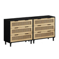 3 Drawers Rattan Storage Cabinet Rattan Drawer,For Bedroom,Living Room,Dining Room,Hallways,Black Black Mdf