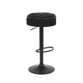 Round Storage Bar Stool Set Of 2, Black Linen Height Adjustable Barstool, 360 Counter Height Swivel Stool, Armless Bar Chair With Metal Frame For Kitchen Counter Dining Living Room Black Set Of 2 Foam Linen