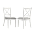 Set Of 2 Light Gray Upholstered Dining Chairs, White Solid Light Gray,White Dining Room Dining Chairs Cross Back Set Of 2 Mdf,Polyester