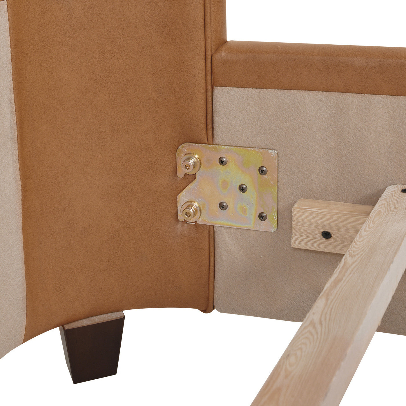 Brooklyn King Tufted Panel Bed Headboard And Footboard Set, Caramel Tan Brown Faux Leather Box Spring Required King Tan Brown Wood Foam Faux Leather Faux Leather