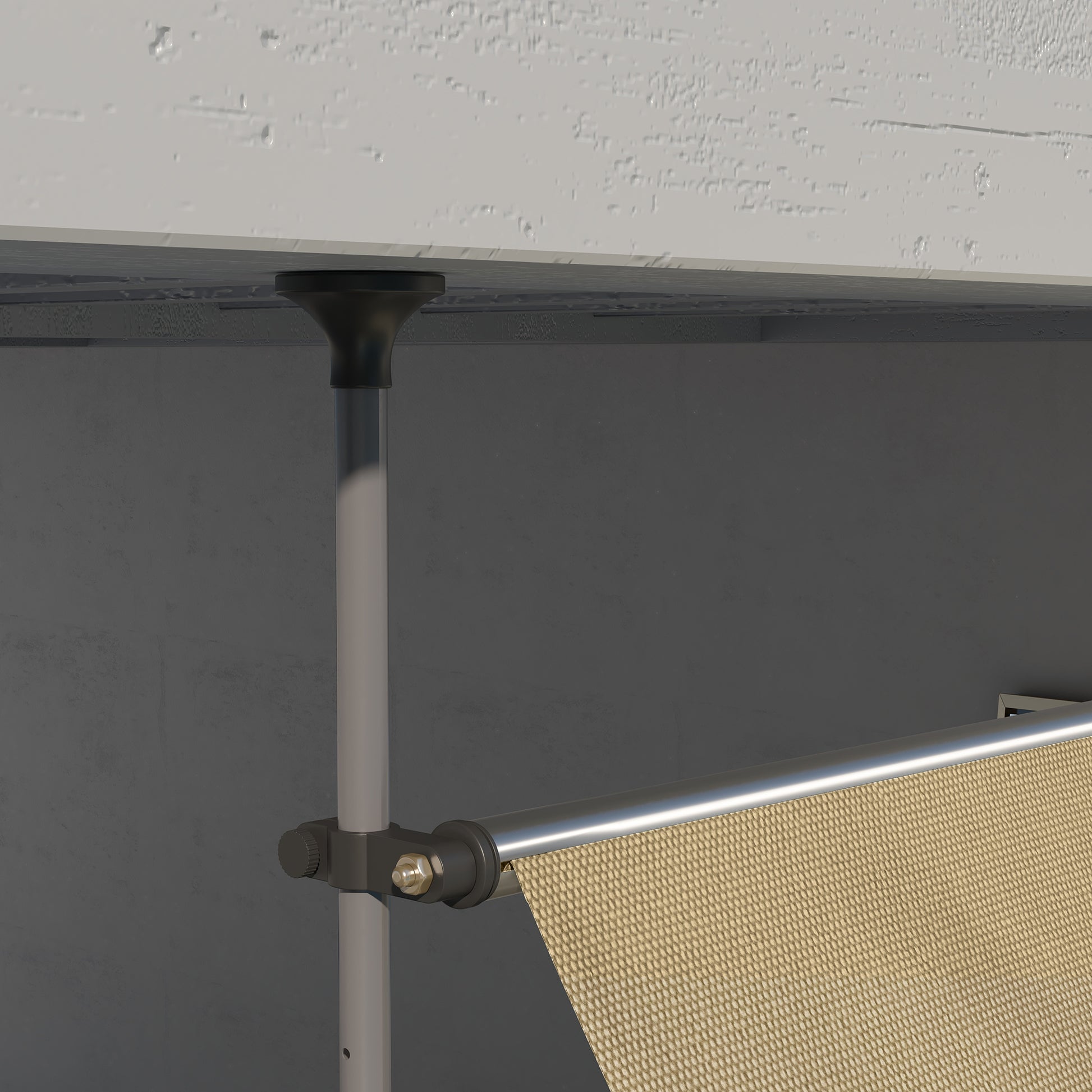 Outsunny Manual Retractable Awning, 118" Non Screw Freestanding Patio Sun Shade Shelter With Support Pole Stand And Uv Resistant Fabric, For Window, Door, Porch, Deck, Beige Beige Aluminum