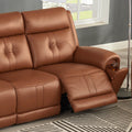 Emma Power Headrest Zero Gravity Reclining Sofa Brown Memory Foam Genuine Leather 3 Seat