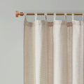 Faux Linen Tab Top Fleece Lined Curtain Panel Only 1 Pc Panel Natural Polyester