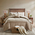 7 Piece Faux Suede Comforter Set Tan King King Tan Polyester