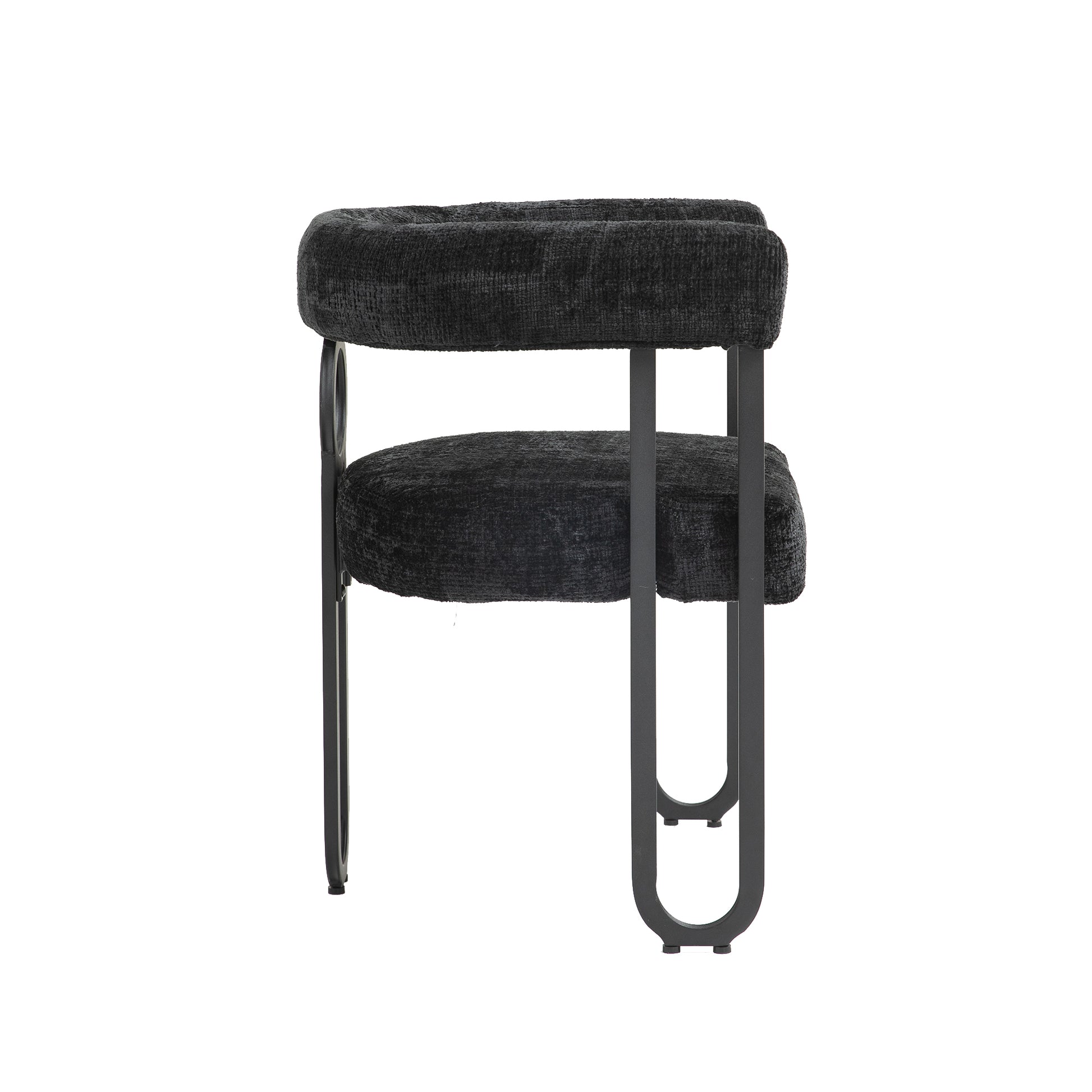 Coolmore Contemporary Designed Velvet Fabric Upholstered Accent Dining Chair Barrel Side Chairs Kitchen Armchair For Living Room Set Of 2 Black Chenille Black Dining Room Foam Chenille