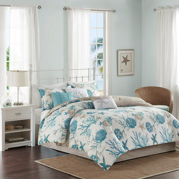 7 Piece Cotton Sateen Comforter Set Aqua Cal King California King Aqua Cotton