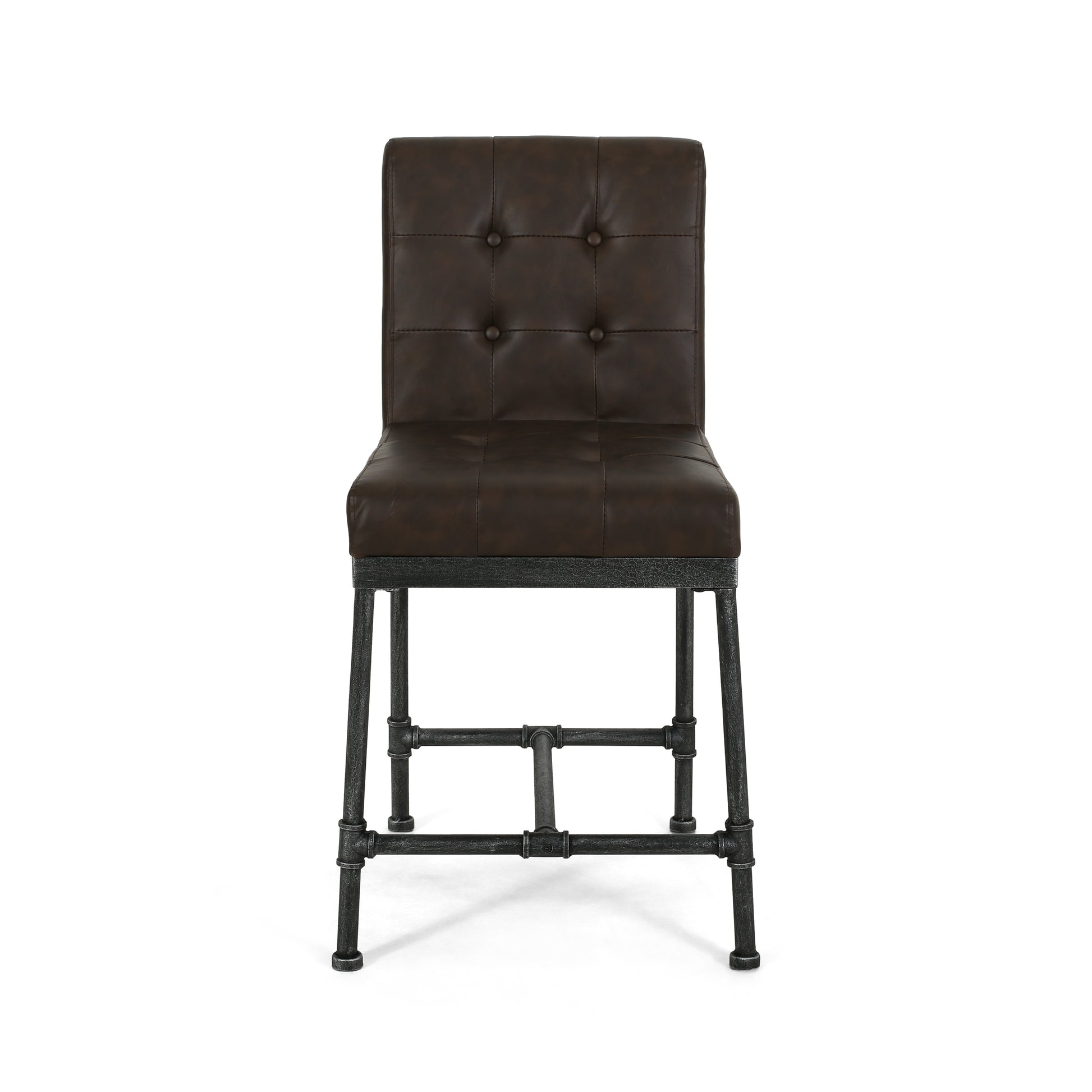 Counter Stool Set Of 2 Dark Brown Wood