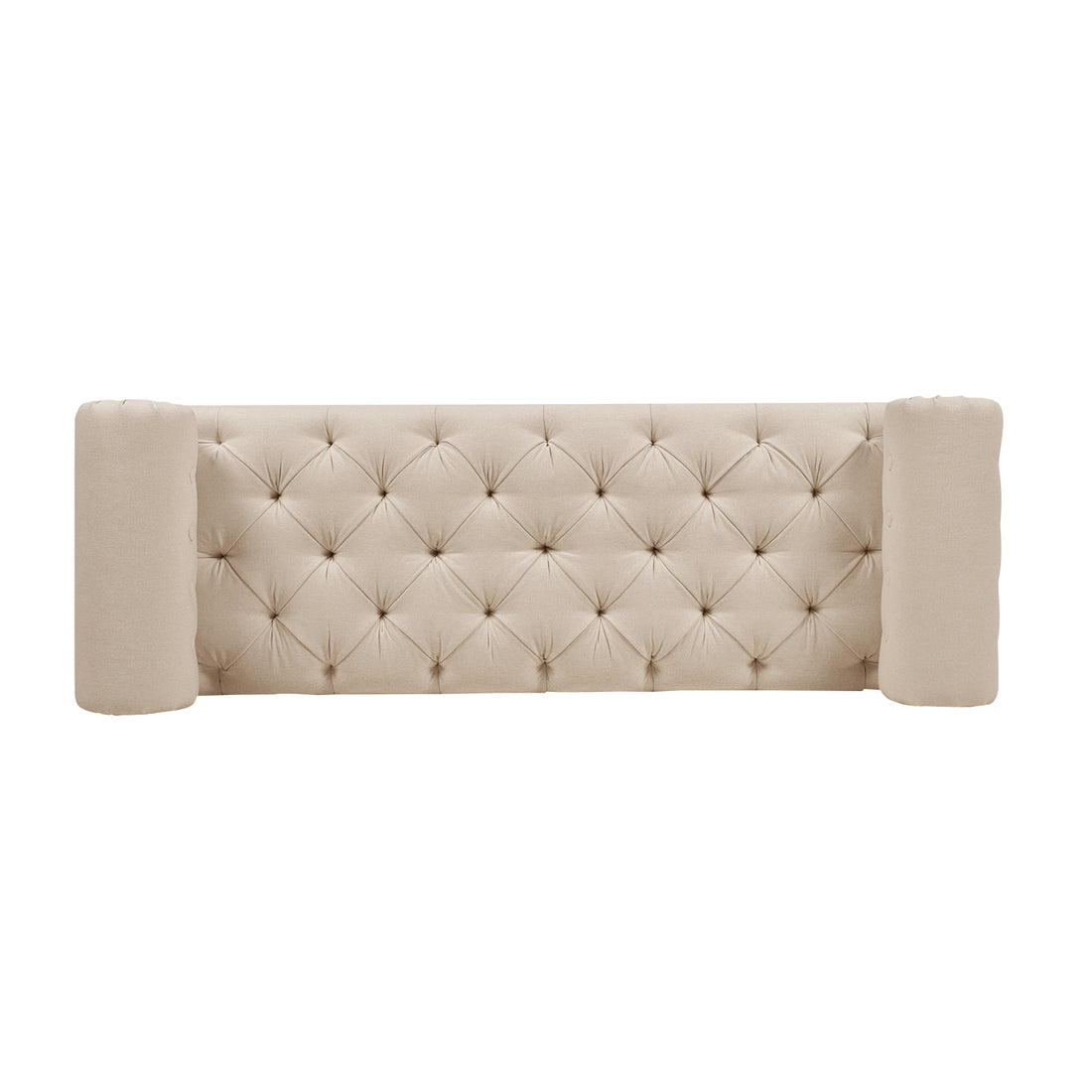 Lewis Bolster Arm Entryway Bench, Sky Neutral Beige Polyester Beige Foam Polyester