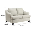 Geno 65 Inch Loveseat, Oversized Back Cushion, Off White Leather Off White Leather