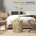 Homcom Tree Stump Stool, Decorative Side Table With Round Tabletop, Concrete End Table With Wood Grain Finish For Indoors And Outdoors Natural Wood Concrete