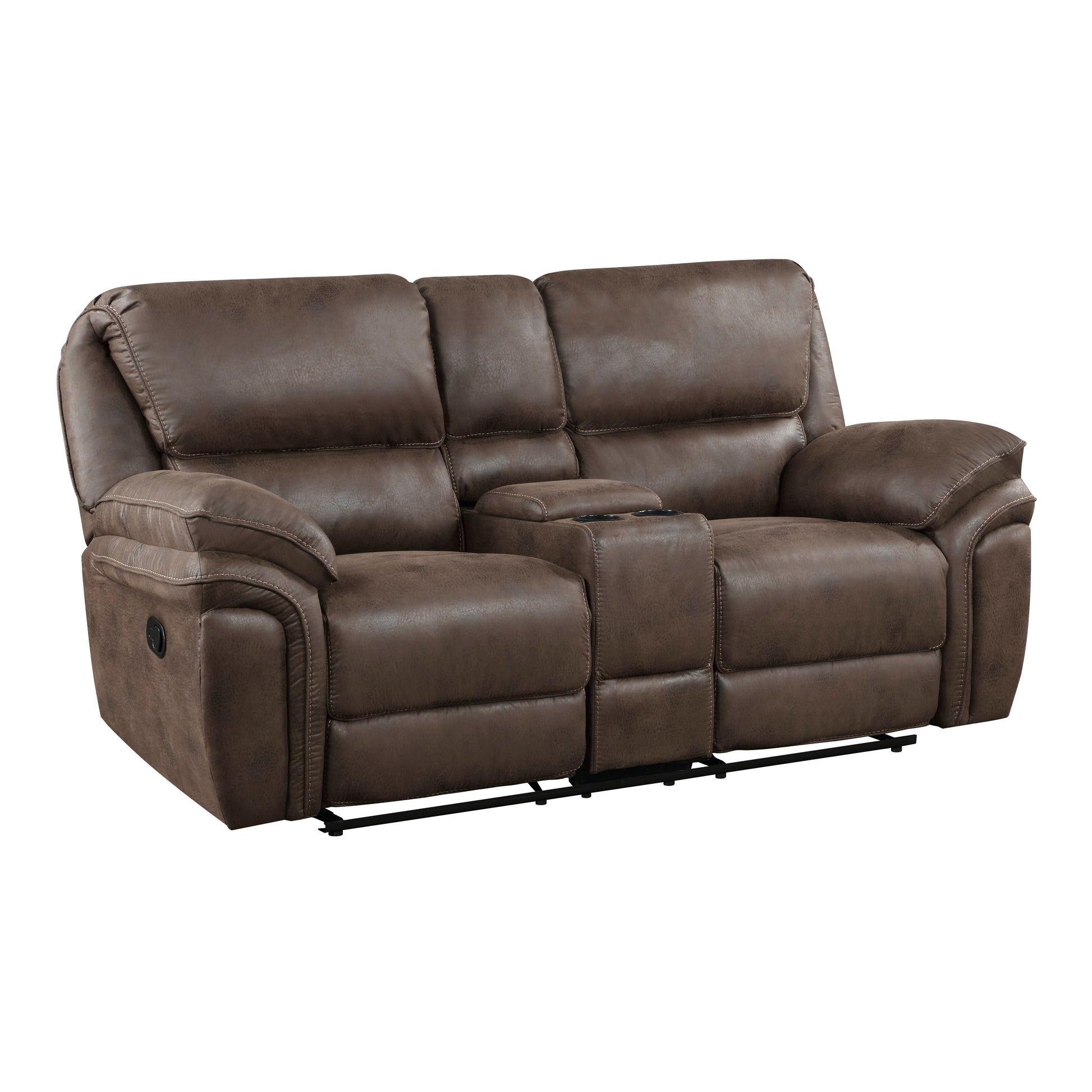 Plush Modern Design Living Room Reclining Loveseat Brown Microfiber Upholstery Solid Wood Frame Furniture 1Pc Brown Microfiber Wood Primary Living Space Modern Plywood,Solid Wood