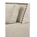 Fabric Upholstered Wooden Chair With Trims, Beige Beige Wood Fabric