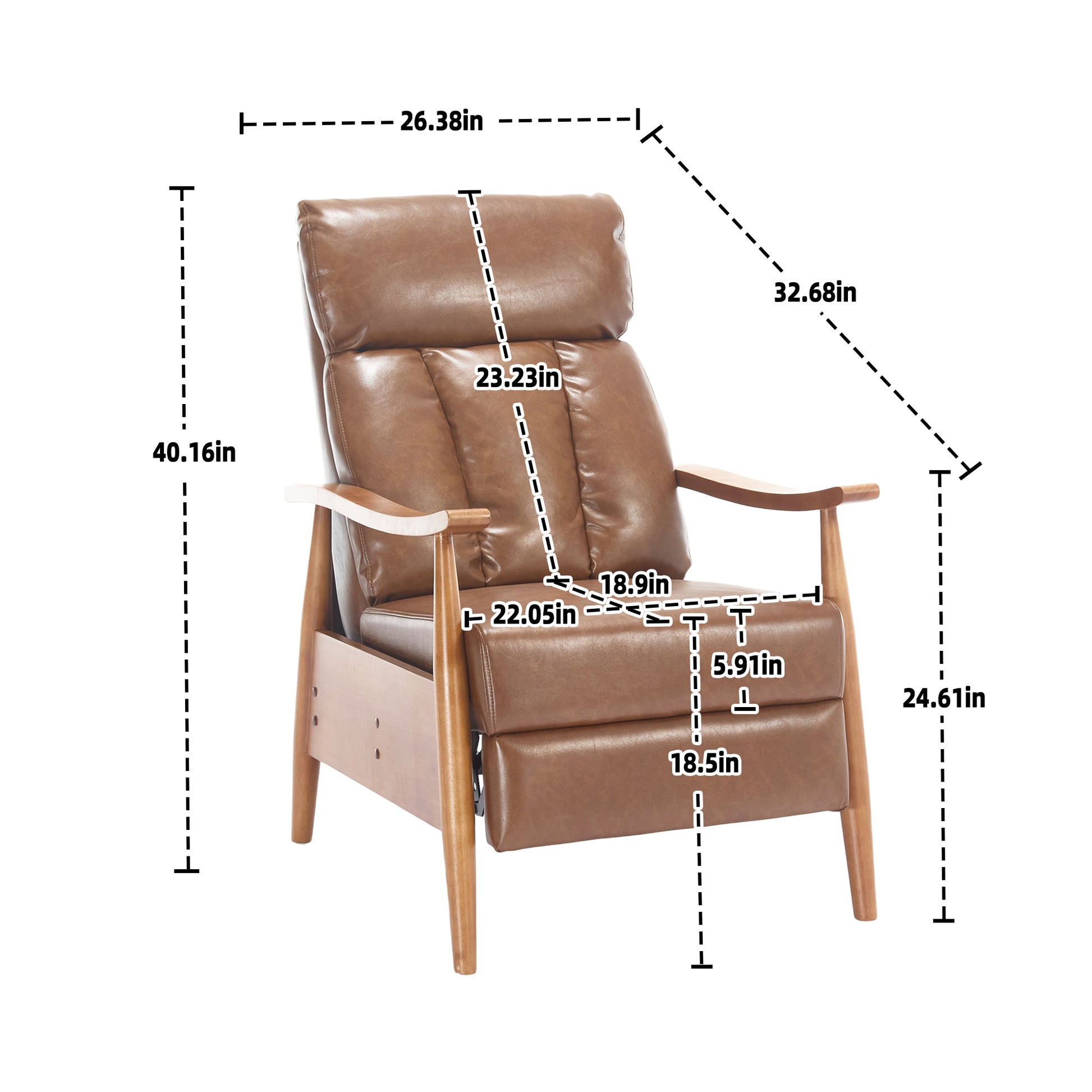 Coolmore Wood Frame Armchair, Modern Accent Chair Lounge Chair For Living Room Light Brown Pu Leather