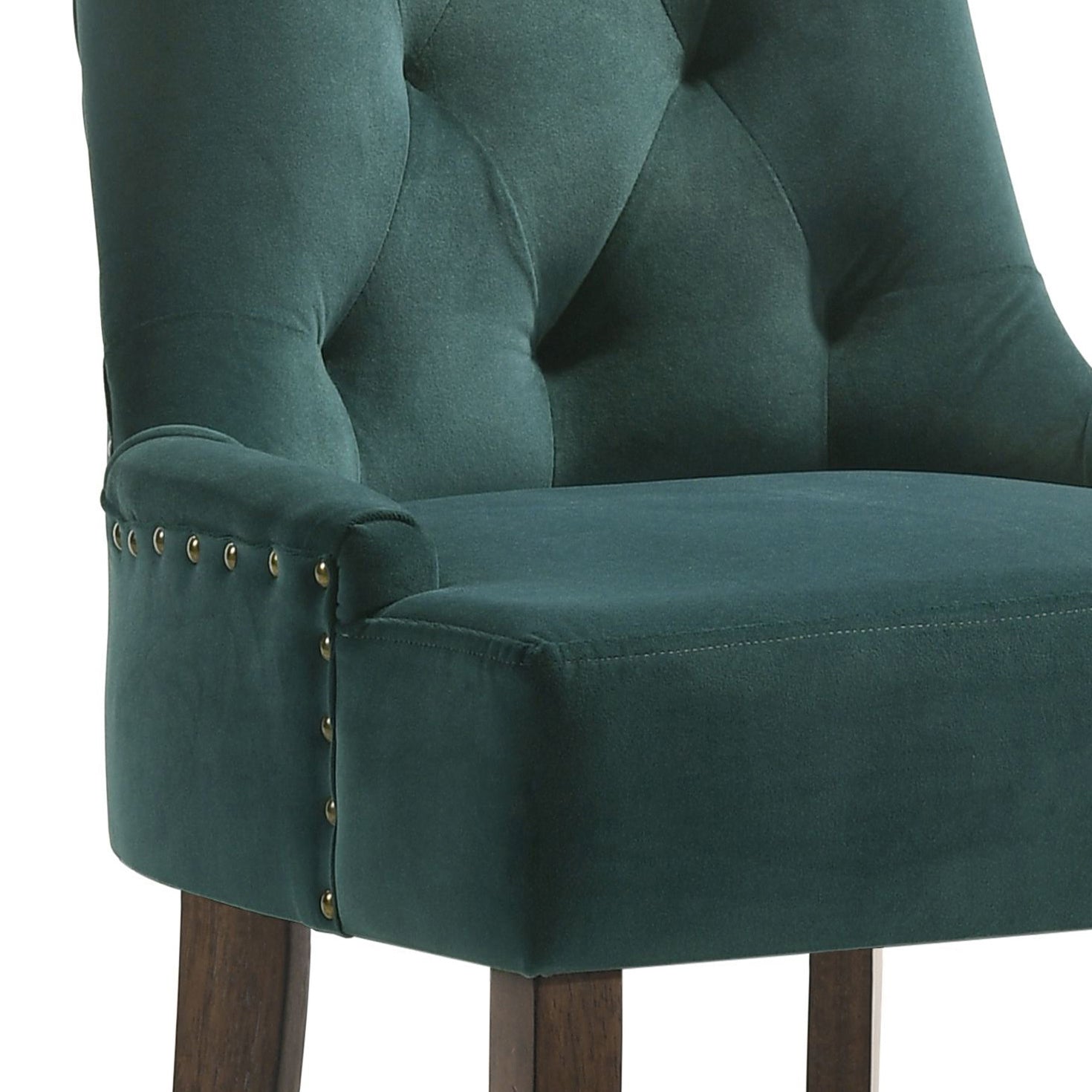 Green And Weathered Oak Tufted Back Side Chairs Set Of 2 Solid Green Dining Room Foam Rectangular Side Chair Rubberwood Tufted Back Set Of 2 Velvet