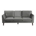 Modern Contemporary Living Room 1Pc Sofa Gray Velvet Upholstery Dark Brown Legs Solid Wood Furniture Gray Velvet Wood Primary Living Space Modern Solid Wood 3 Seat