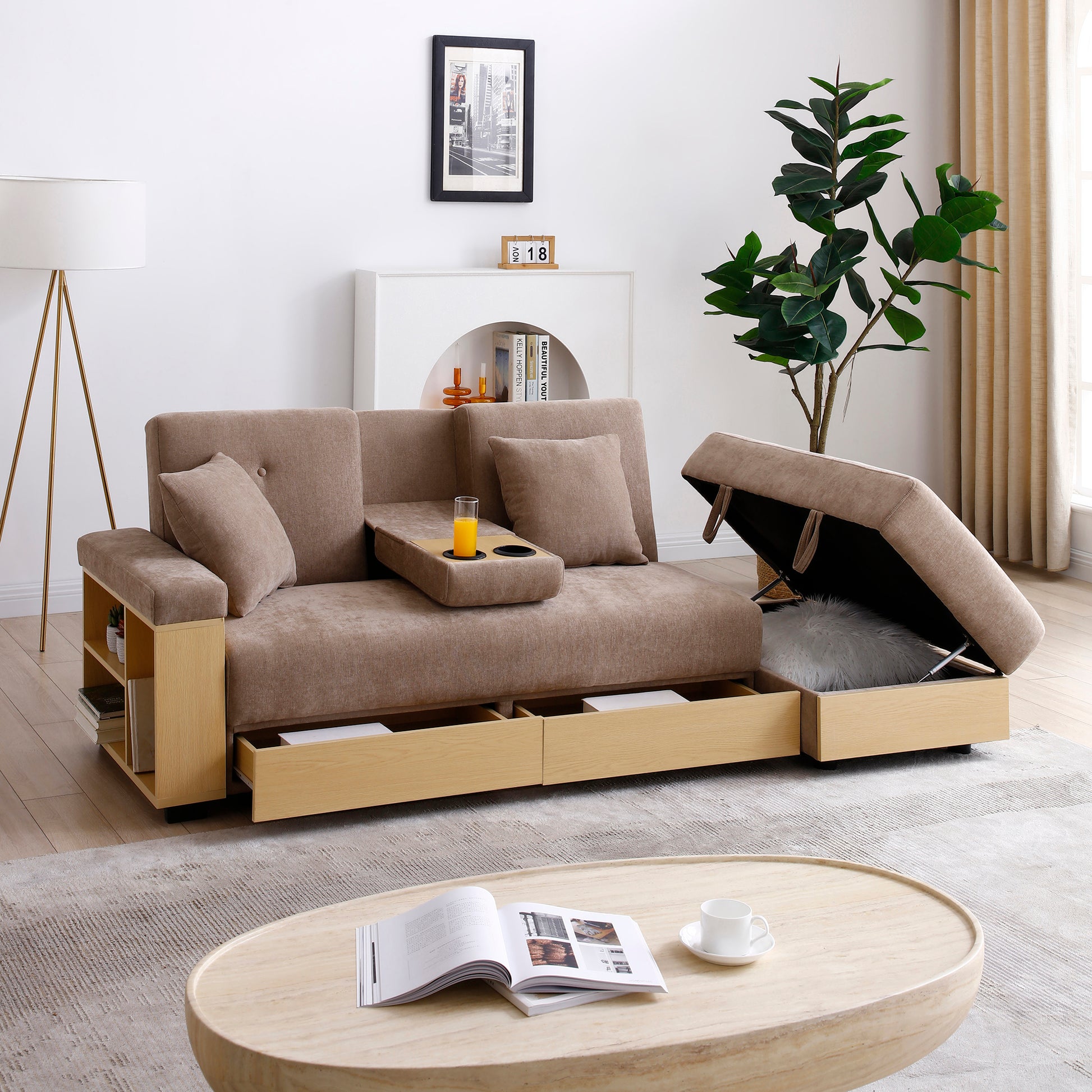 Convertible Sleeper Sofa Couch,Multifunctional Double Folding Sofa Bed